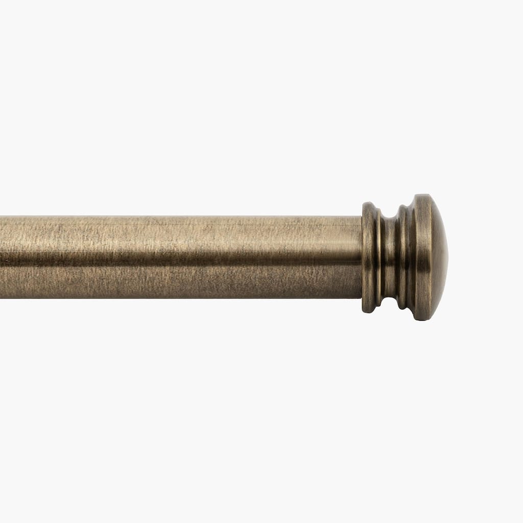 Deco Window 44-120 Inch Adjustable Curtain Rod, 1 Inch Metal Drapery Rod with End Cap Finials, Antique Brass