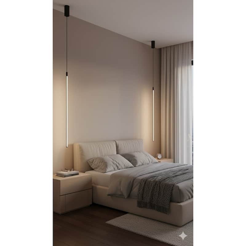 1-Light Black LED Stick Pendant With A White Acrylic Diffuser