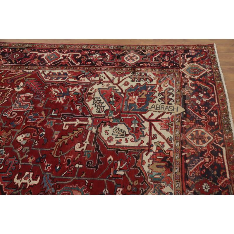 Hand Knotted Oriental 100% Wool Carpet Traditional Medallion Red Heriz Area Rug - 12' 2'' X 10' 0''