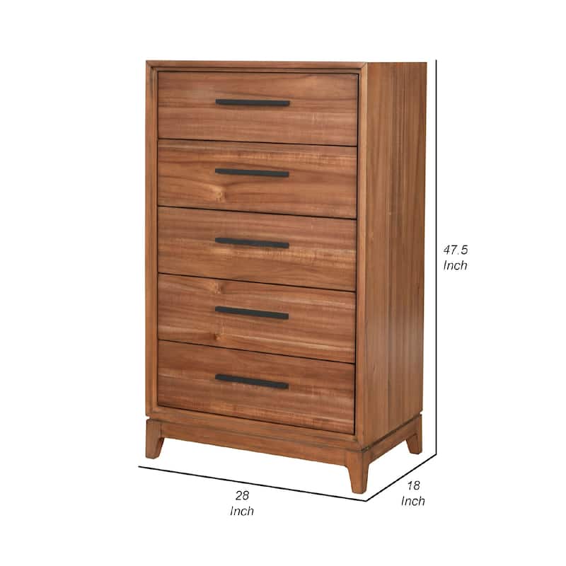 Chest with 5 Drawers and Wooden Frame, Brown
