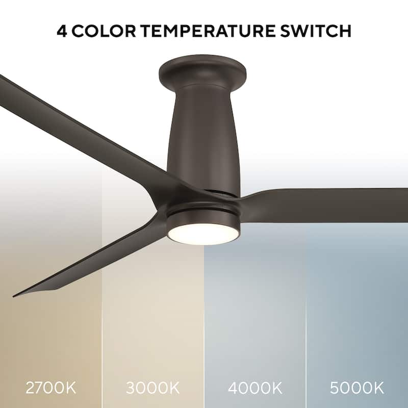 Smooth Indoor or Outdoor 3-Blade 52in Smart Flush Mount Ceiling Fan