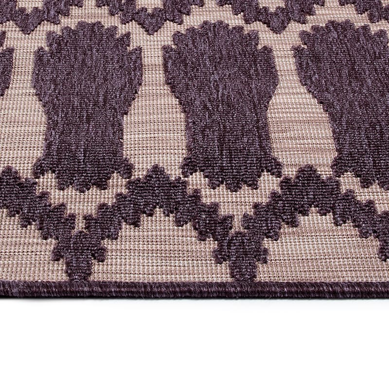 Contemporary Transitional Geometric Textured High-Low Cut & Loop Rectangle Throw Rug - 2x 3
