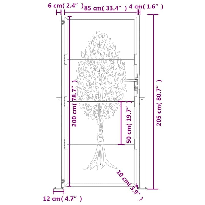 vidaXL Garden Gate Corten Steel Tree Design
