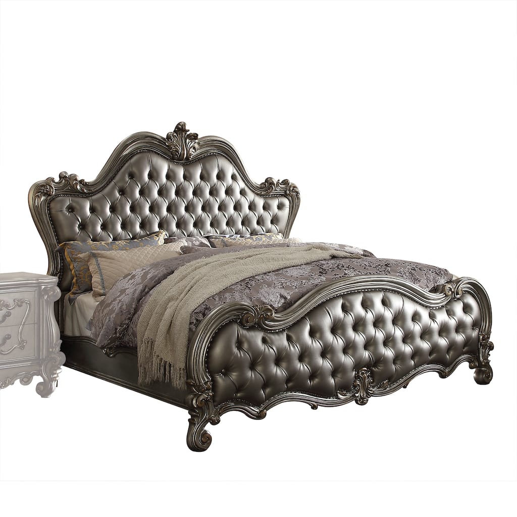 Klinger Silver and Antique Platinum Bed with Arched Headboard