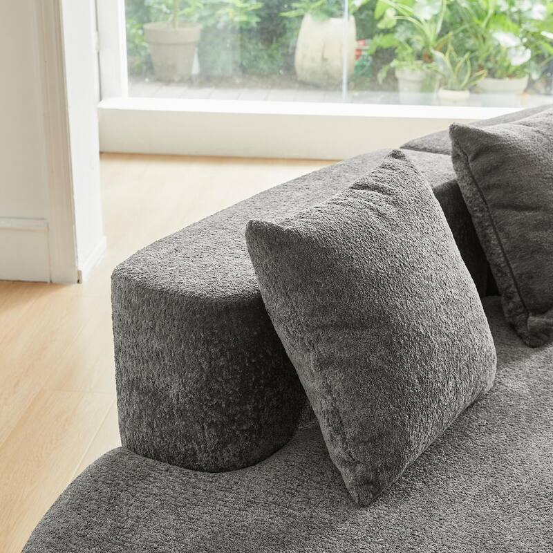 Curved Velvet Loveseat Sofa 5-Seat Sectional Couch Floor Chaise Lounge