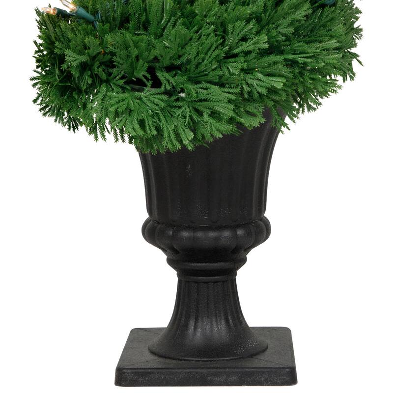5.5' Pre-Lit Artificial Cedar Spiral Topiary Tree in Urn Style Pot Clear Lights - 12