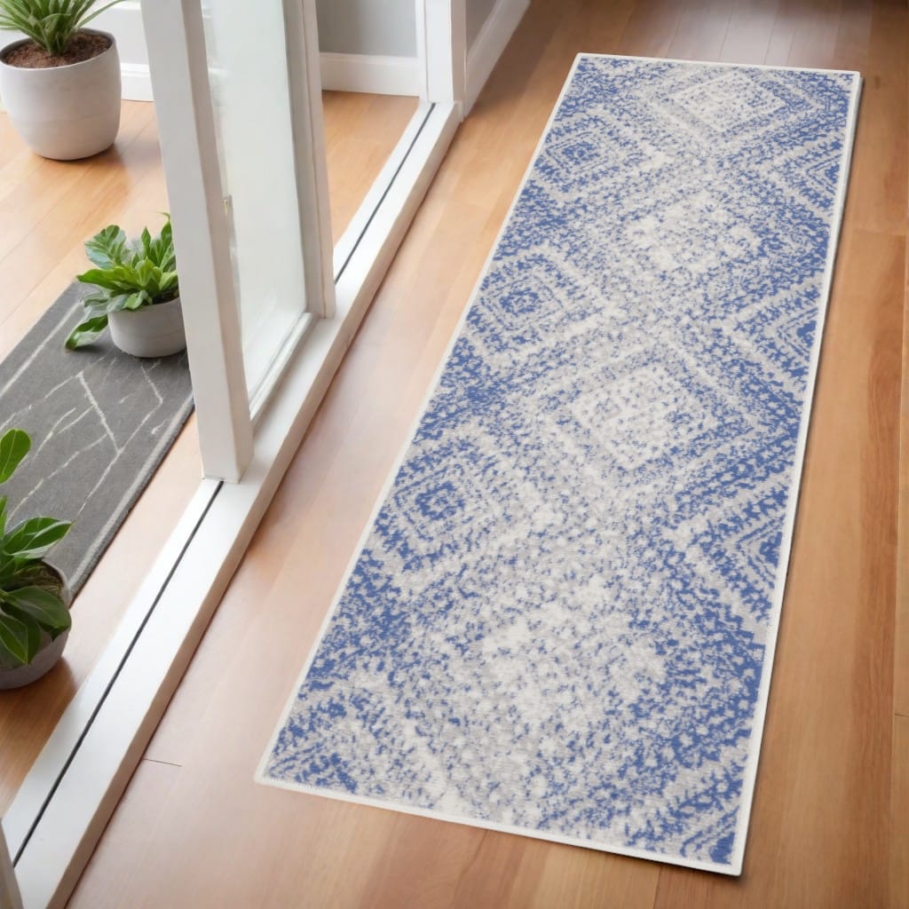 Fiwu Power Loomed Distressed Geometric Abstract Modern Stain Resistant Area Rug By HomeRoots - 72' X '24' X '0.39