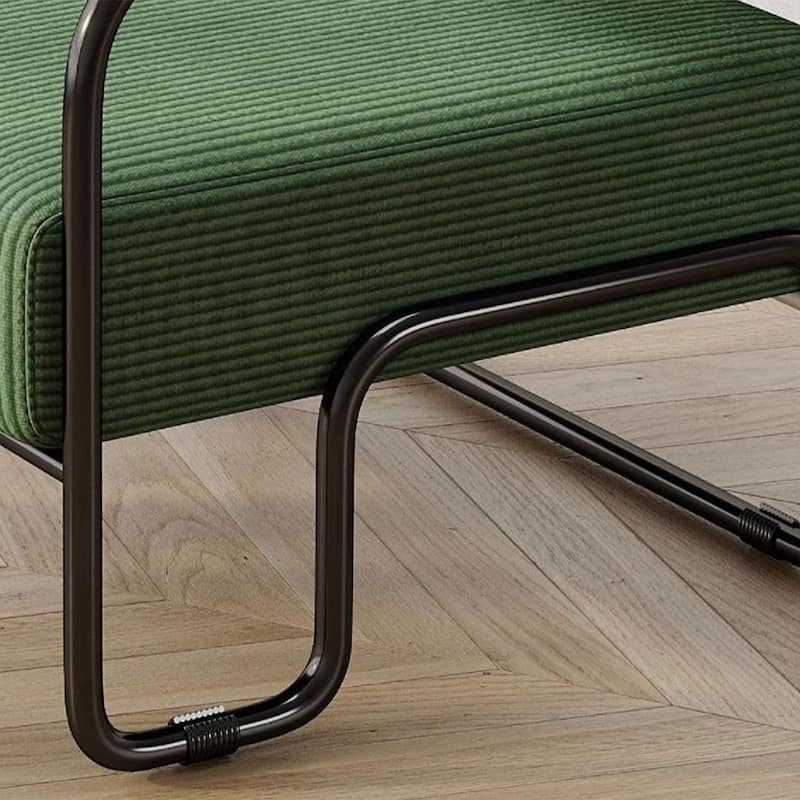 Curved Iron Armchair With Corduroy Cushion