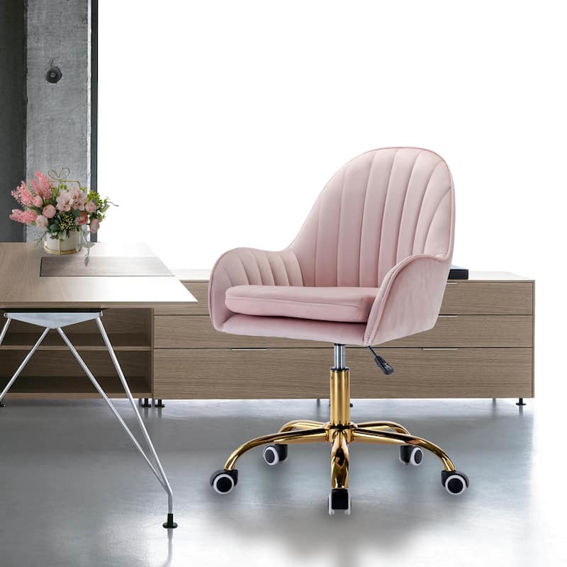 Cute Chair Office Chair with Side Arms and Gold Metal Base Adjustable Height
