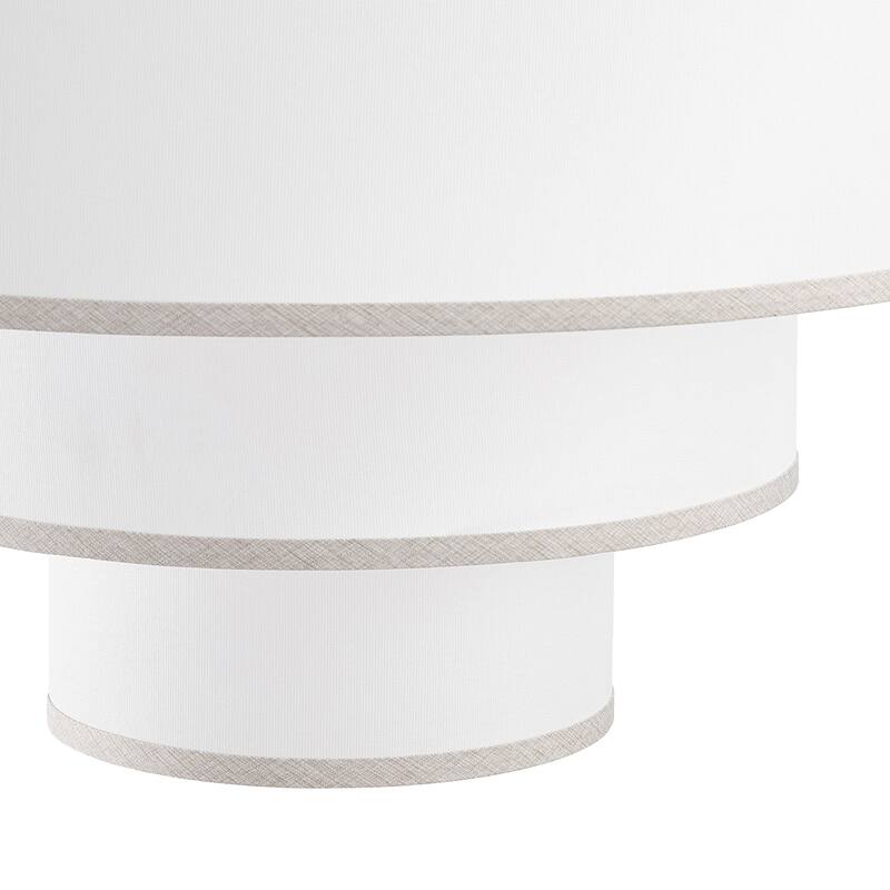 Modern Chandelier 24" 5-Light Nickel Tiered Drum Linen Shade