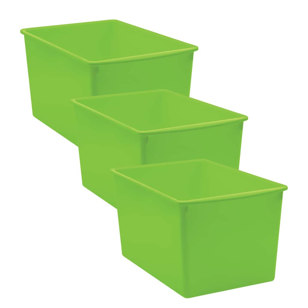 Teacher Created Resources Lime Plastic Multi-Purpose Bin, Pack of 3