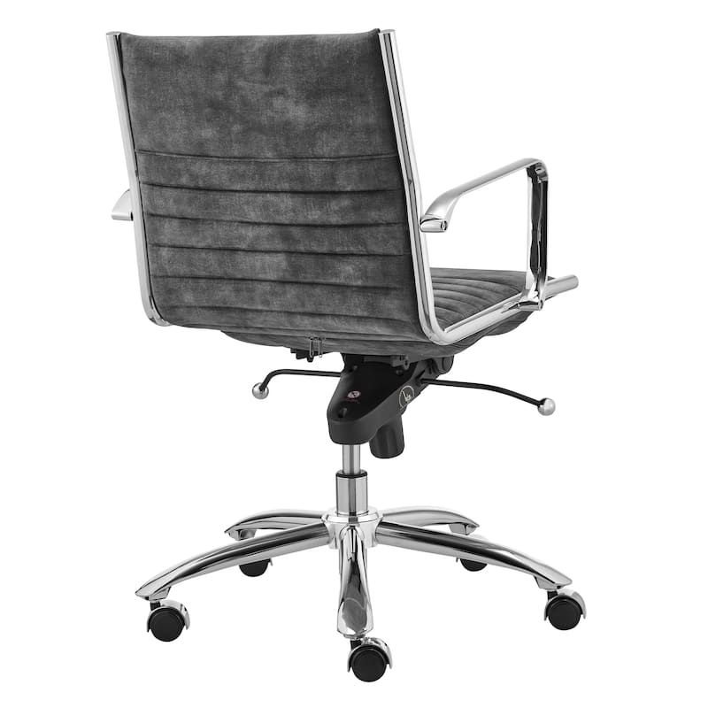 Gray and Silver Steel and Velvet Adjustable Swivel Rolling Conference Office Chair - 23.23' X '37.8' X '23.04