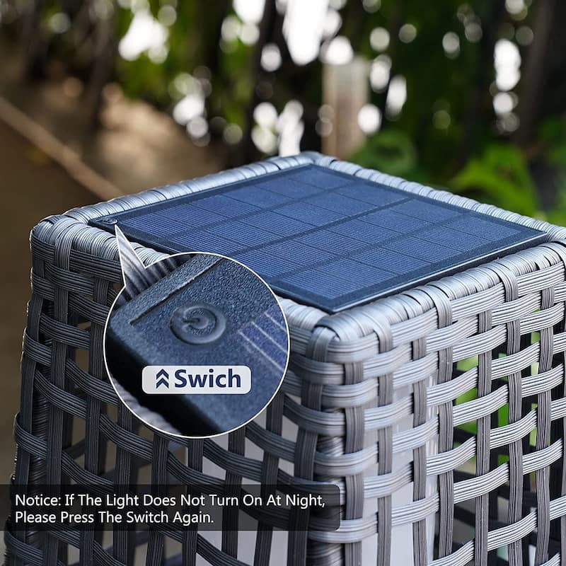 Outdoor Floor Lamp, Large-Sized Solar Powered Rattan Light, Weather-Resistant Rattan Floor Lamp for Patio, Deck and Garden