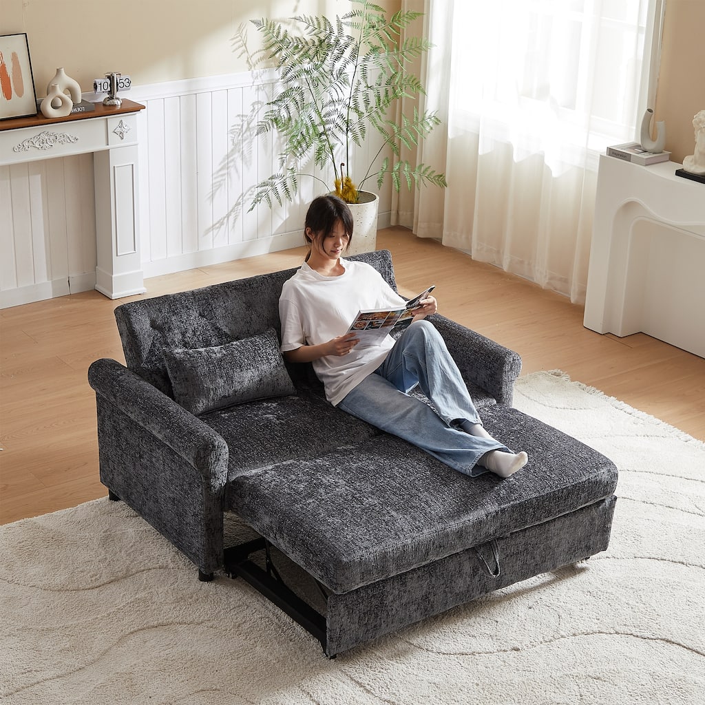 Versatile 2-in-1 Sofa Bed Comfortable Seating with Storage Bag, Sleeper Sofa Couch Loveseat with Pull Out Bed