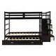 preview thumbnail 5 of 7, Hardwood Twin Over Twin Bunk Bed with Trundle, Multifunction Staircase and 4 Storage Drawers, Espresso