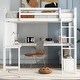 preview thumbnail 4 of 22, Solid Wood Loft Bed with Bulit-in Desk and LED Light, Full Size Loft Bedframe with Storage Bench, Shelves, 2 Drawers & USB Port
