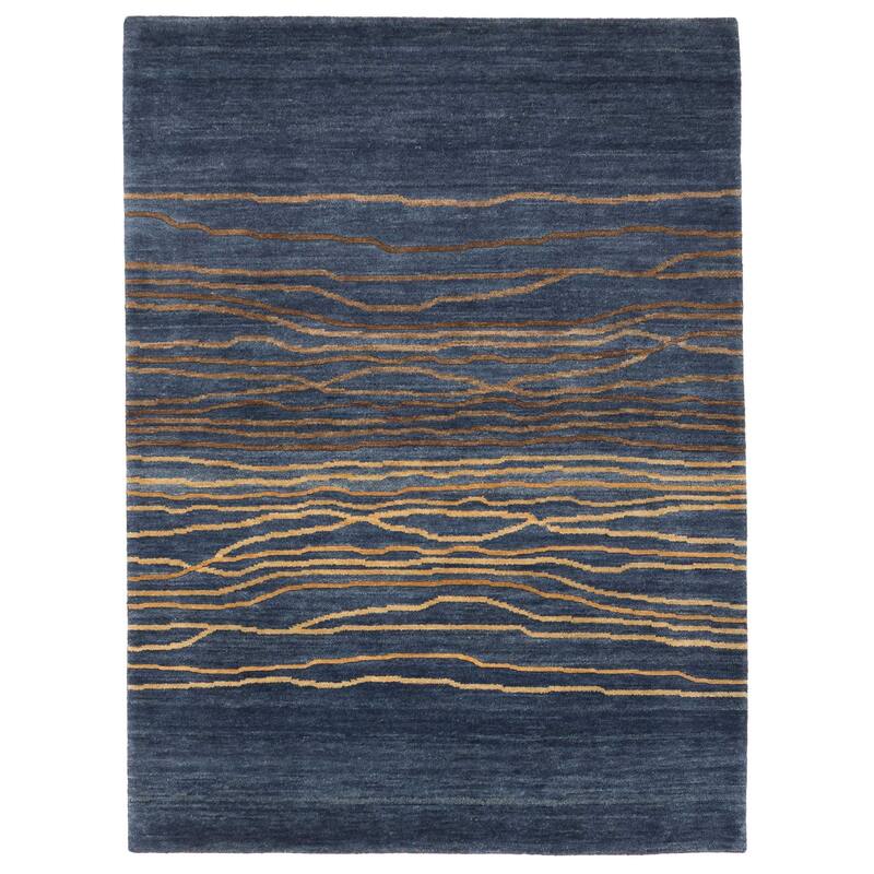 ECARPETGALLERY Hand-knotted Peshawar Ziegler Dark Blue Wool Rug - 5'3 x 6'11