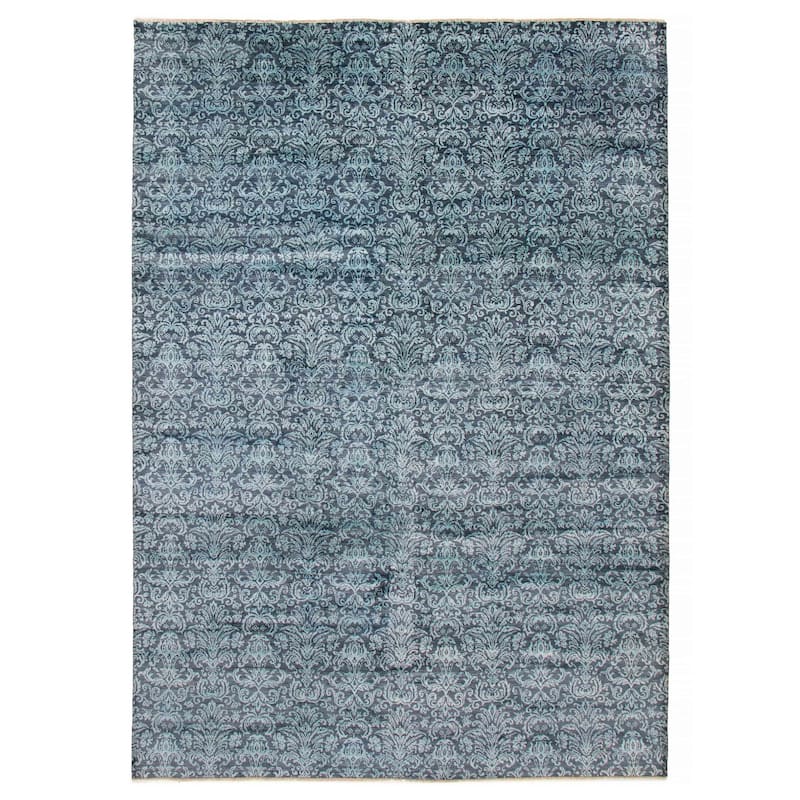 ECARPETGALLERY Hand-knotted Eternity Dark Navy, Light Blue Wool Rug - 8'2 x 11'5 - Dark Navy/ Light Blue - 8'2 x 11'5