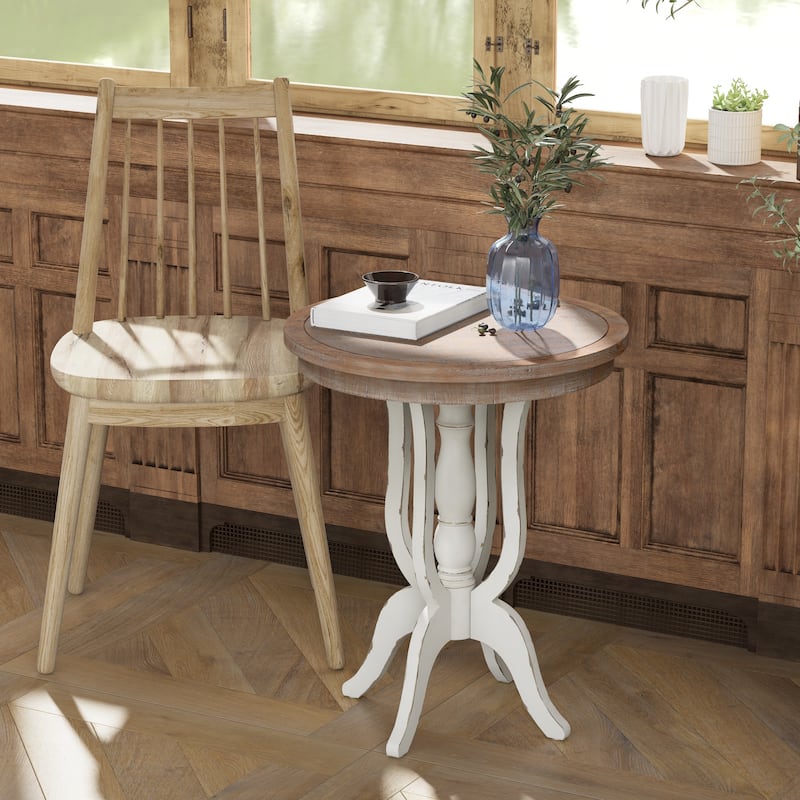 COZAYH Rustic Farmhouse End Table, Natural Top Side Table for Family, Dinning or Living Room, Handcrafted Finish, Modern