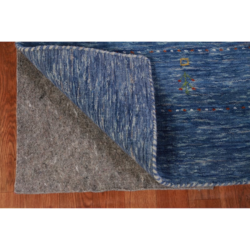 Hand Knotted Oriental 100% Wool Carpet Tribal Tribal Navy Blue & Blues Gabbeh Area Rug - 9' 9'' X 8' 0''
