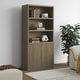 preview thumbnail 1 of 9, Modern 6-Tier Bookcase With 2 Fluted Doors And Adjustable Shelves 70.87 x 32.28 x 13.98 - Grey