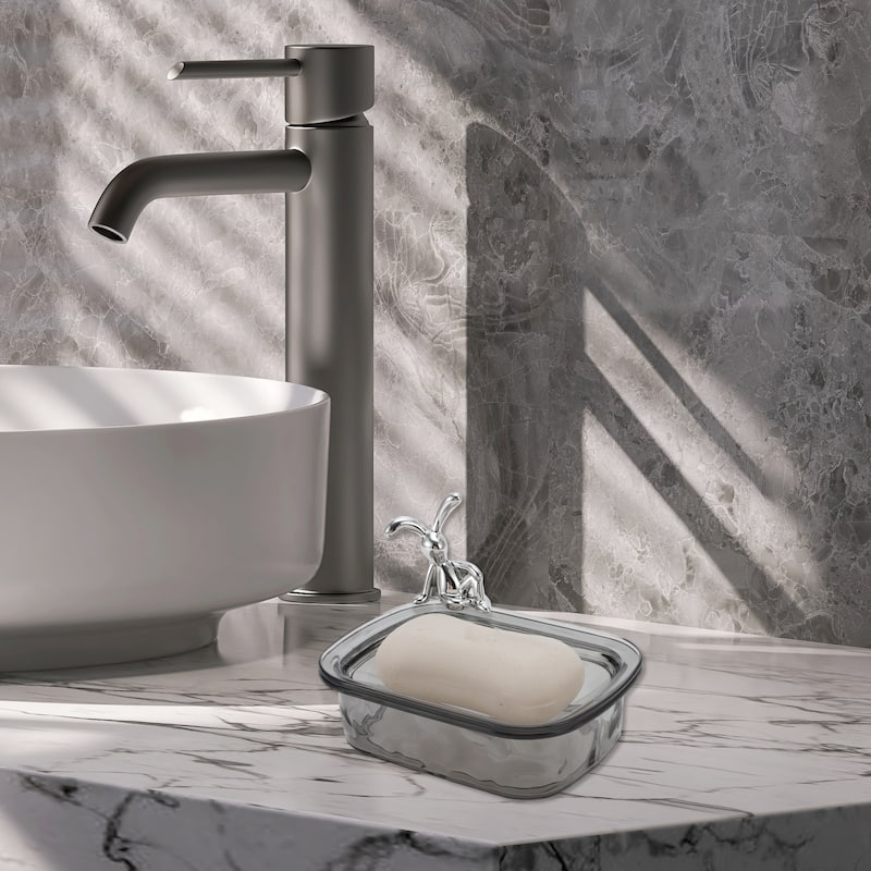 Waterproof Rabbit Pattern Soap Holder for Bathroom 5.51"x4.13"x1.65" 1 Pc - Gray