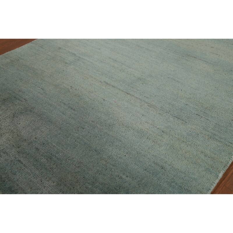 Green & Blue Gabbeh Modern Rug Handmade Wool Carpet - 2'7"x 4'1"
