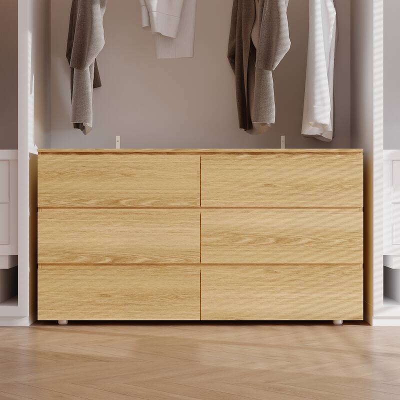 Timechee 6 Drawer 59'' W Chest&Dresser White/Dark Brown
