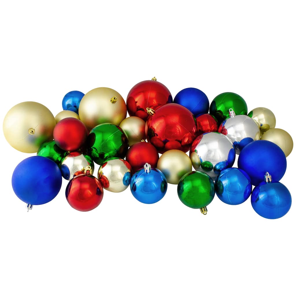 50ct Traditional Multi Shatterproof 2-Finish Christmas Ball Ornaments