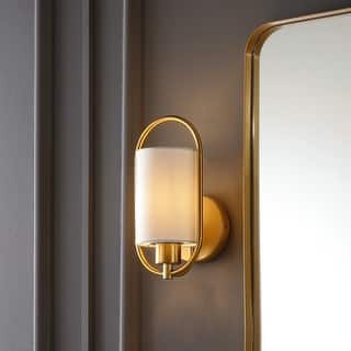 SAFAVIEH Lighting Haldea Wall Sconce - 6" W x 6" D x 11" H