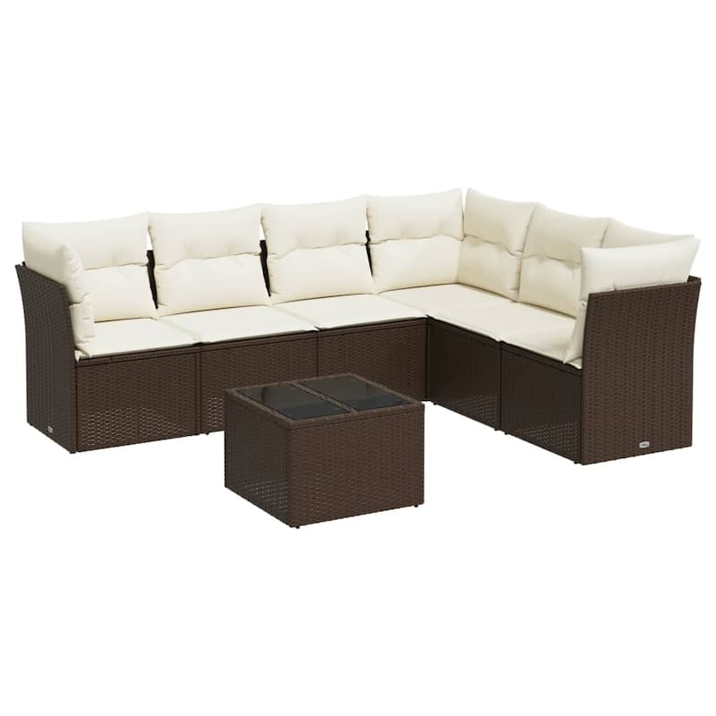 vidaXL Garden Sofa Set Brown and cream white - 24.4 x 24.4 x 27.2
