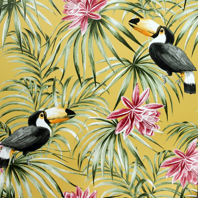 Toucan Tropical Yellow Wallpaper - 20.8 in. W x 33ft L - Double Roll