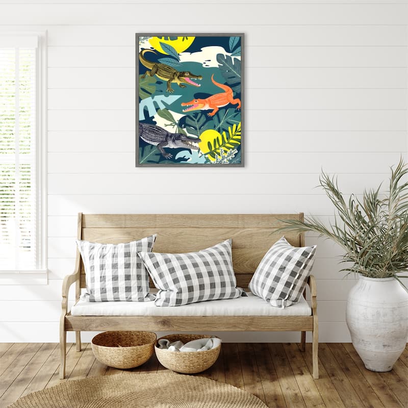 Three Crocodiles by Uma Gokhale Framed Canvas Wall Art