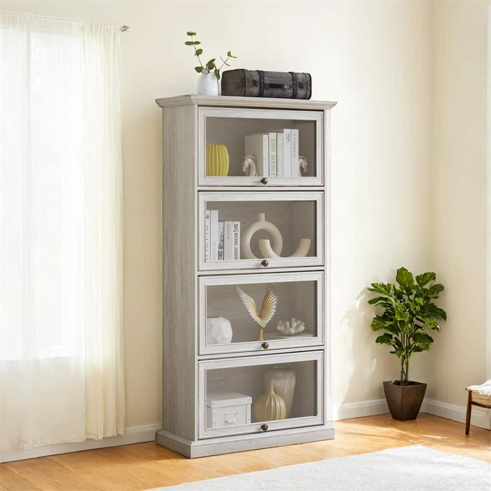 4 Tier Glass Display Cabinet for Living Room Storage Curio Cabinet