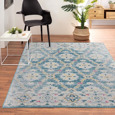 Sevita Faded Floral Transitional Boho Area Rug