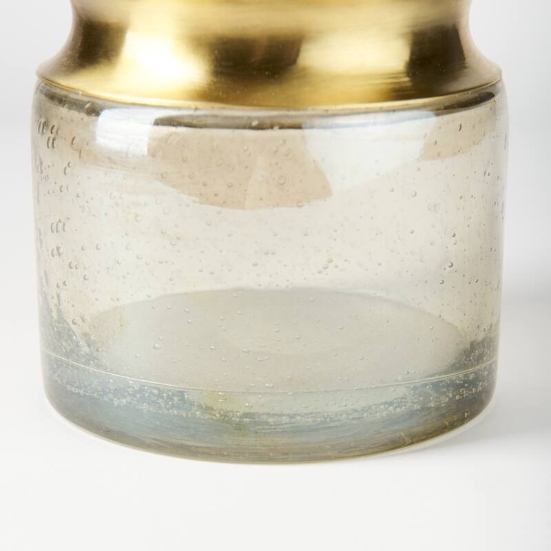 Adriatic Brushed Gold Metal & Glass Vase (Large) Large On Sale