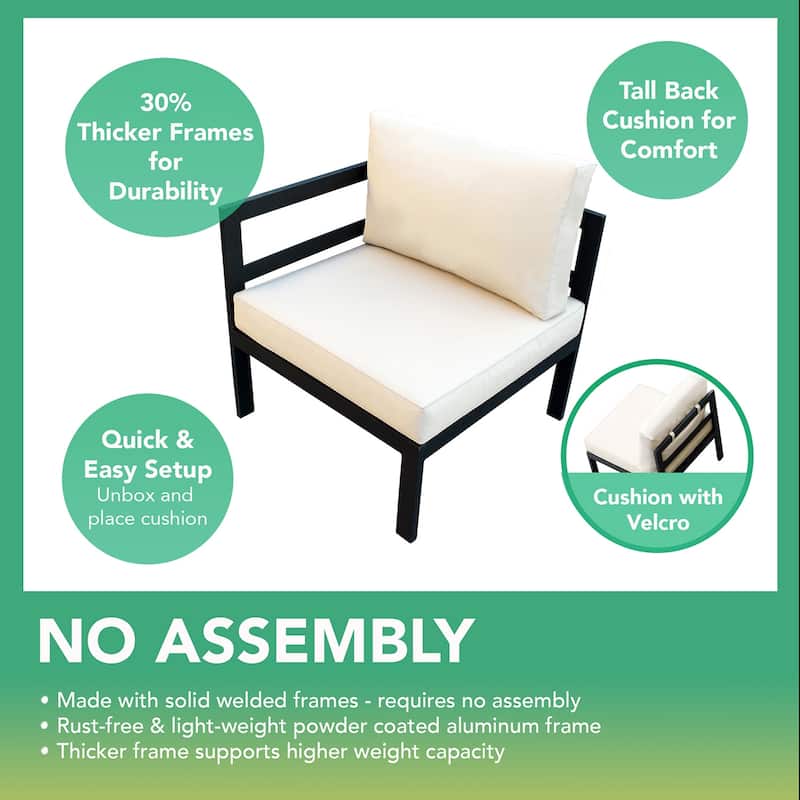 Ohana Outdoor 7-pc. Cushioned Aluminum Sectional - No Assembly