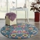 preview thumbnail 14 of 178, Nourison Passion Boho French Country Floral Area Rug. 4' Round - Denim - Runner
