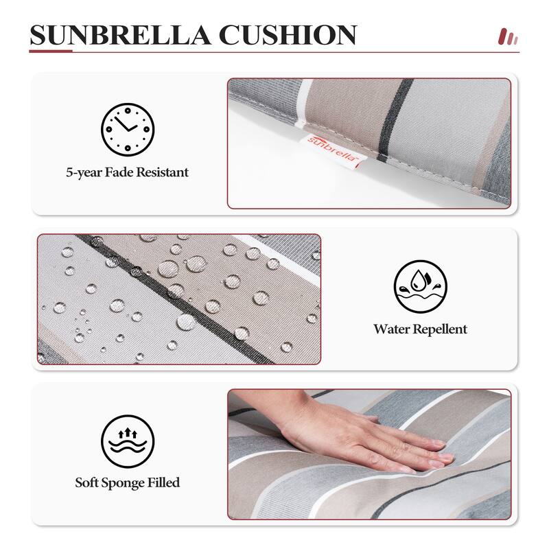 Crestlive Outdoor Patio Bar Height Cast Aluminum Swivel Bar Stools with Sunbrella Cushion