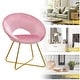 preview thumbnail 3 of 28, Costway Modern Velvet Accent Chair Upholstered Vanity Chair w/Golden - See Details