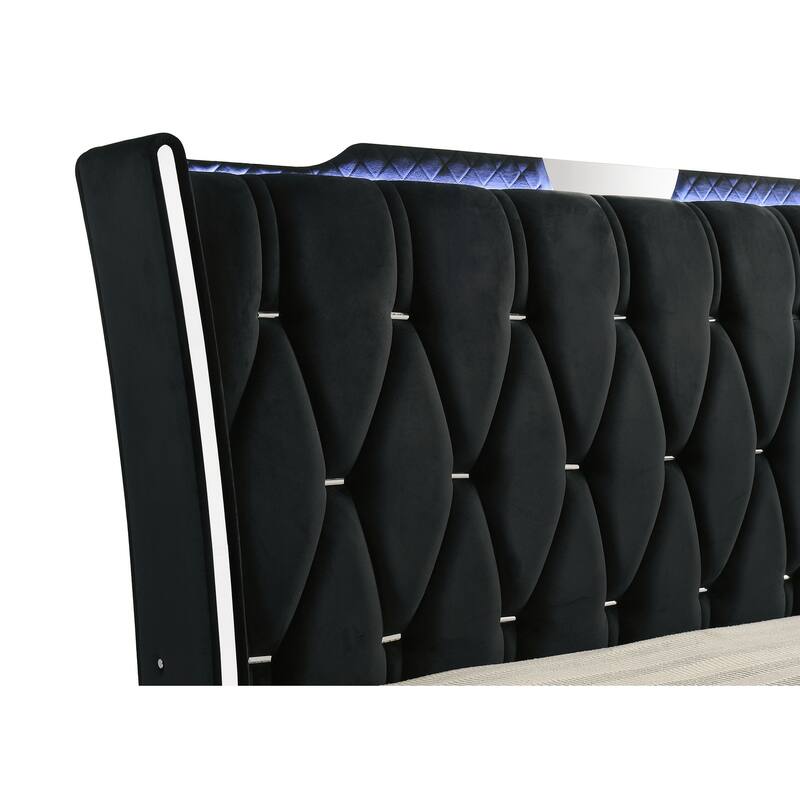 Lorient LED Upholstered Bed Black