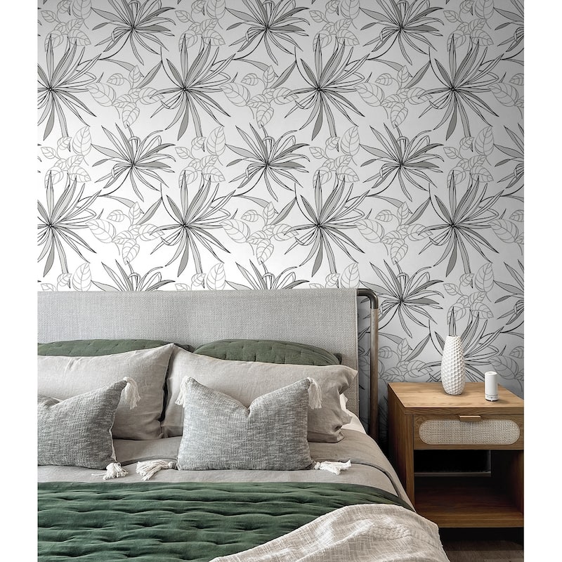 NextWall Spider Plants Peel and Stick Removable Wallpaper