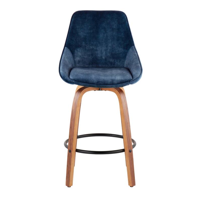 Carson Carrington Alba Velvet Counter Stool with Black Round Footrest (Set of 2)