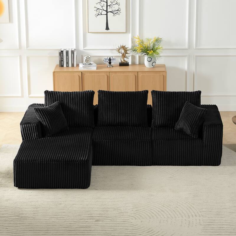 L-Shaped Cloud Sectional Sofa with Deep Seat,No Assembly Required,Modular Couches Sleeper