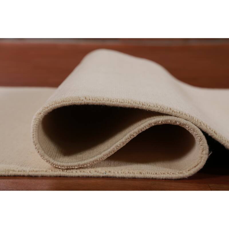 Hand Knotted Oriental 100% Wool Carpet Modern Solid Beige & Ivories Gabbeh Runner Rug - 10' 0'' X 3' 1''