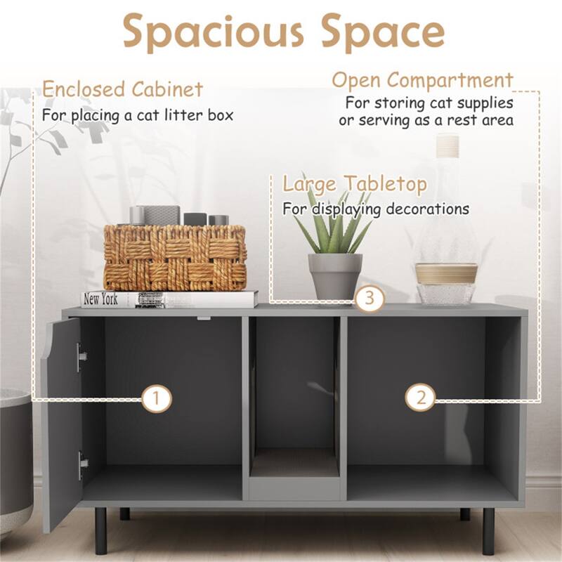 Hidden Cat Litter Box Cabinet With Storage And Scratch Pad