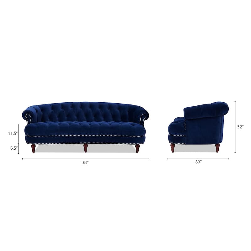 La Rosa 84" Mid-Century Modern Velvet Upholstered Chesterfield Tufted Sofa