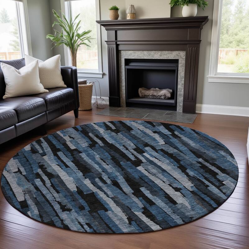 Premium Washable Super Soft Modern Contemporary Mayfield Rug - Blue - 8' x 8'