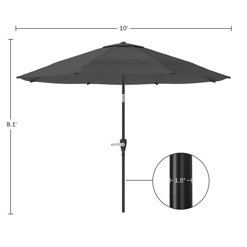 Patio Umbrella with Auto Tilt - 10FT Easy Crank Outdoor Umbrella with Vented Canopy by Pure Garden (Gray)