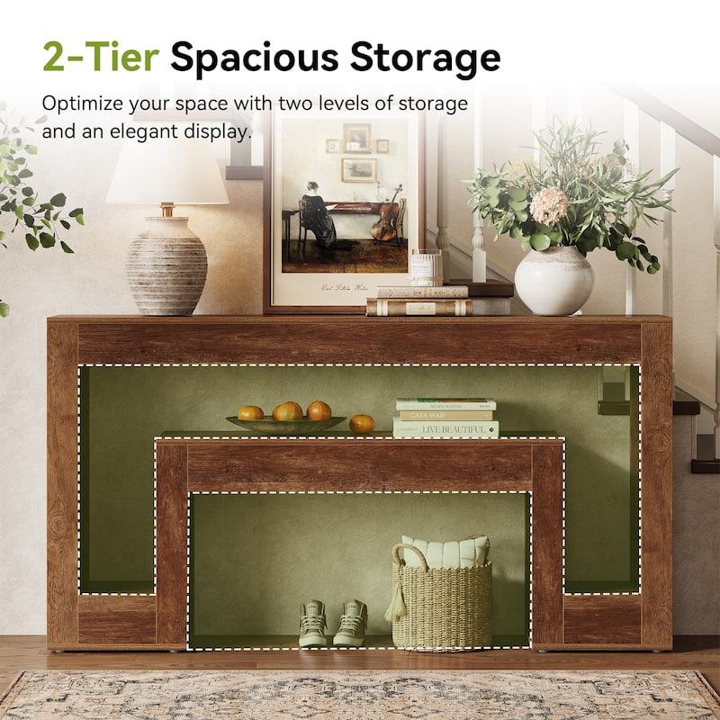 63"Console Table For Entryway,2-Tier Entryway Console Table